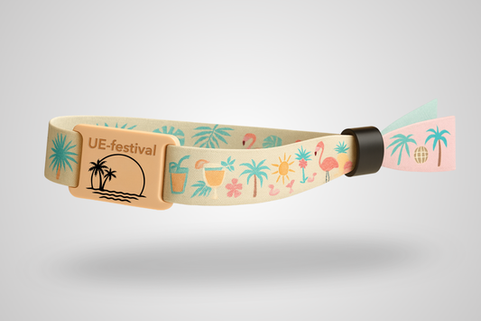 Ett foto av RFID textilarmband med silikon-slider från JM Band®. Köp Tygarmband här.