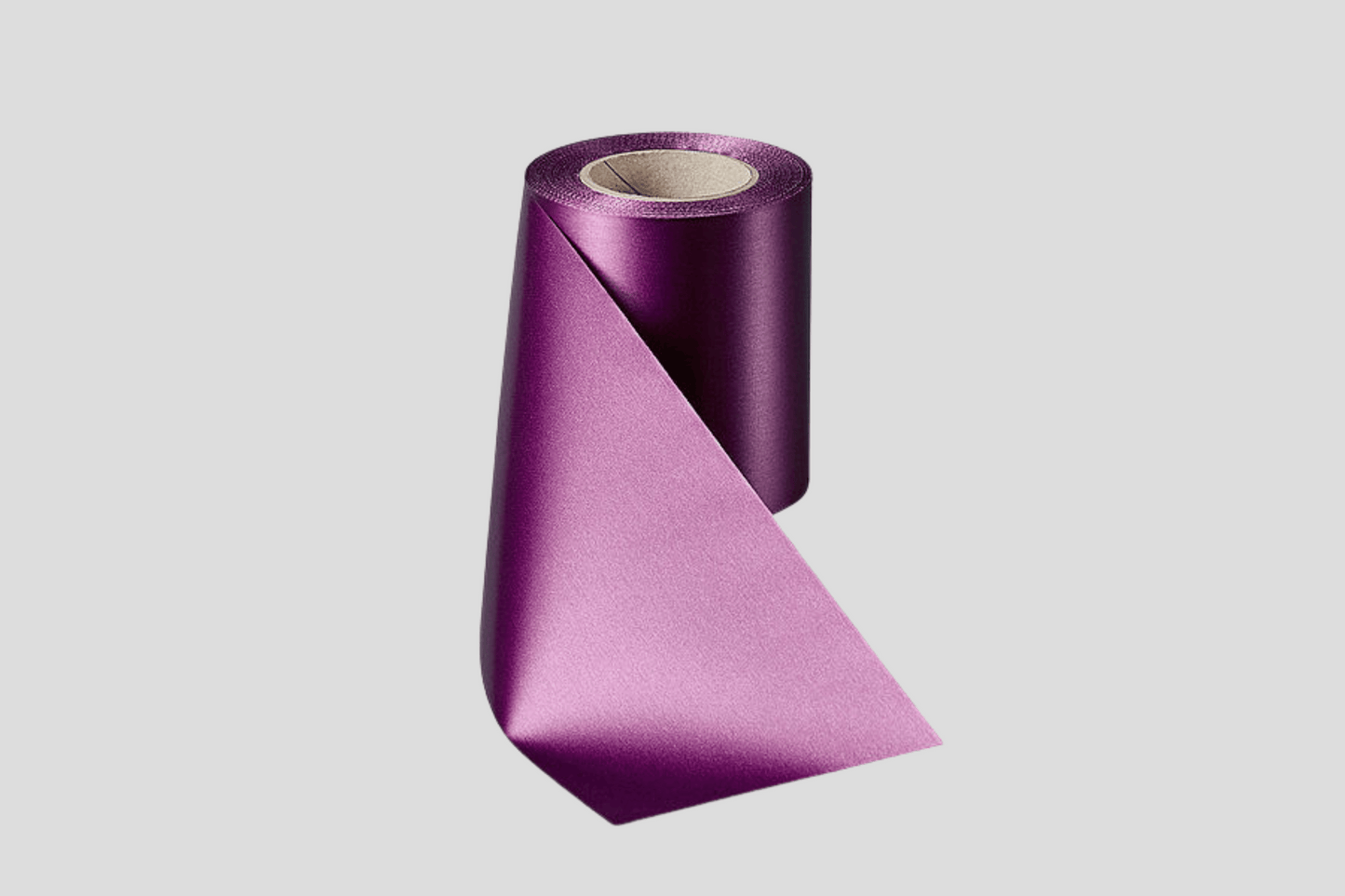 Ett rosa Gavebånd stof med tryck Design själv med rosa band på vit bakgrund.