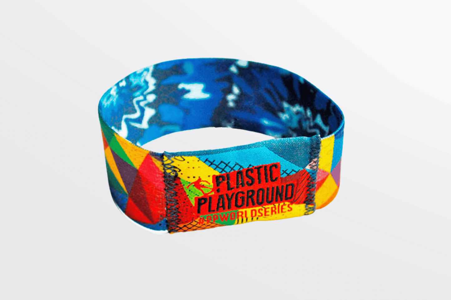 Ett foto av två Elastiskt Armband Färgtryck från JM Band®. Köp Tygarmband i 165 mm här.