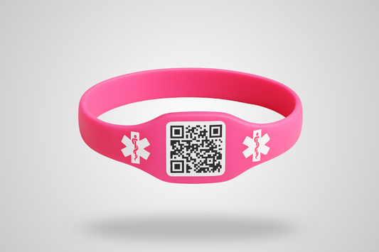 Ett foto av Silikonarmband med QR-Kod från JM Band®. Köp Silikonarmband här.