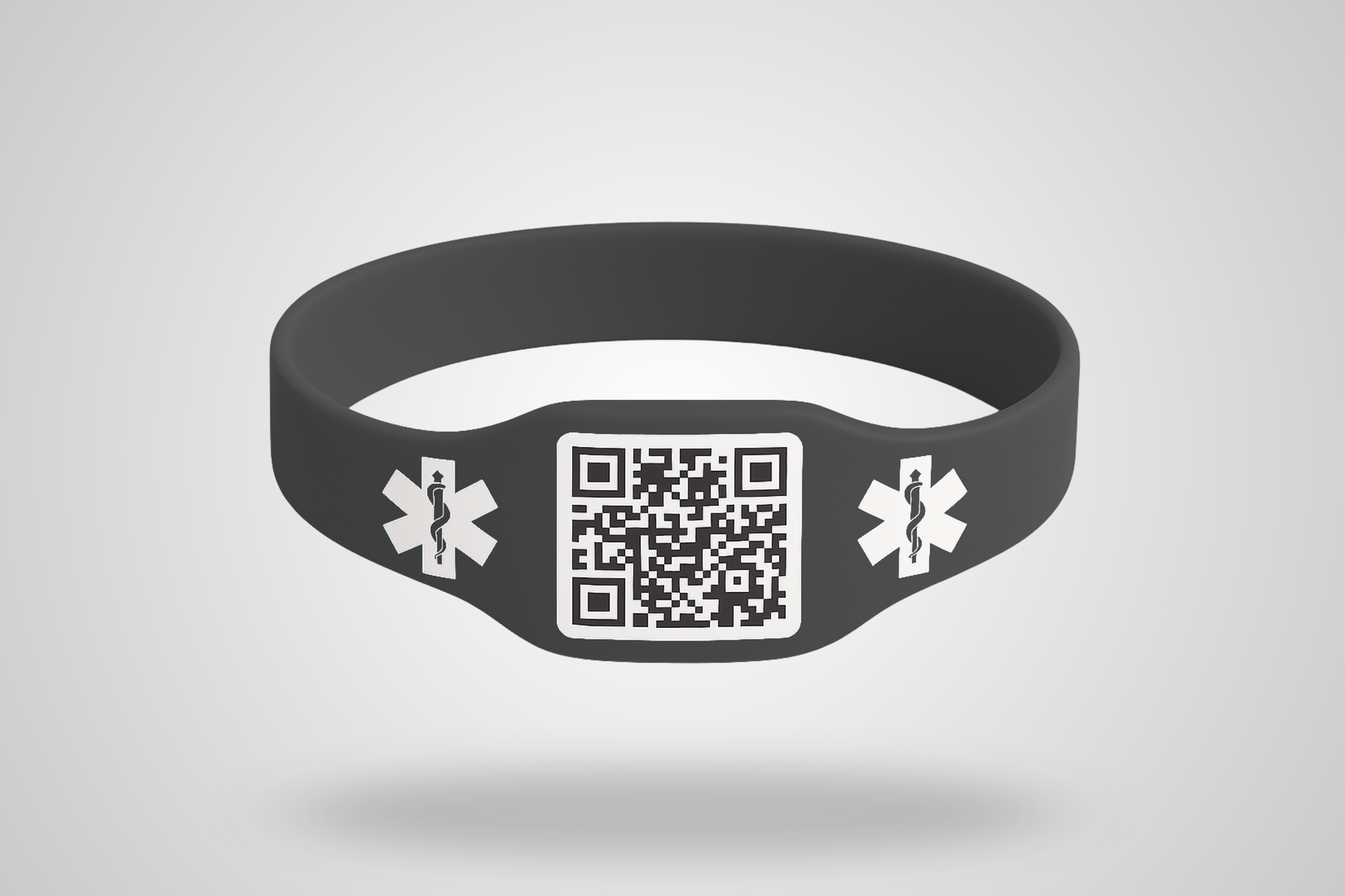 Ett foto av Silikonarmband med QR-Kod från JM Band®. Köp Silikonarmband här.