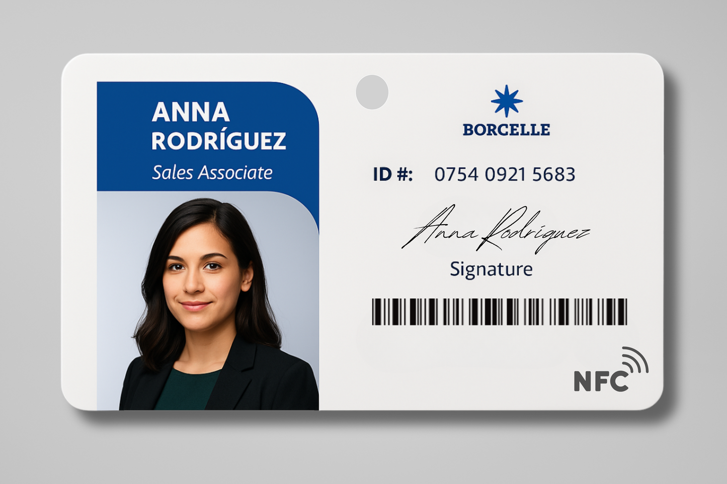 Ett foto av ett ID-kort för personal med NFC