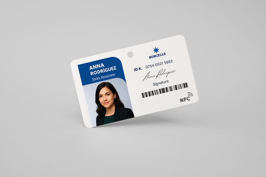 Ett foto av ett personalkort med inbyggd NFC