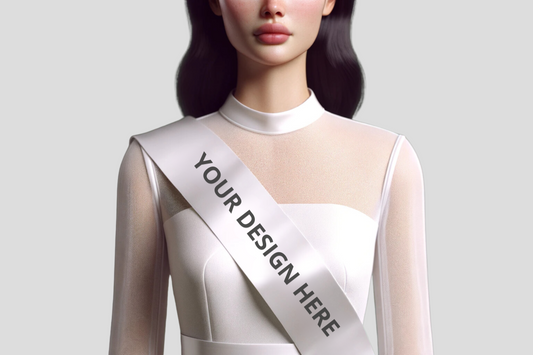En 3d-modell av en kvinna som bär Ordensband Eco Satin - Förfrågan.