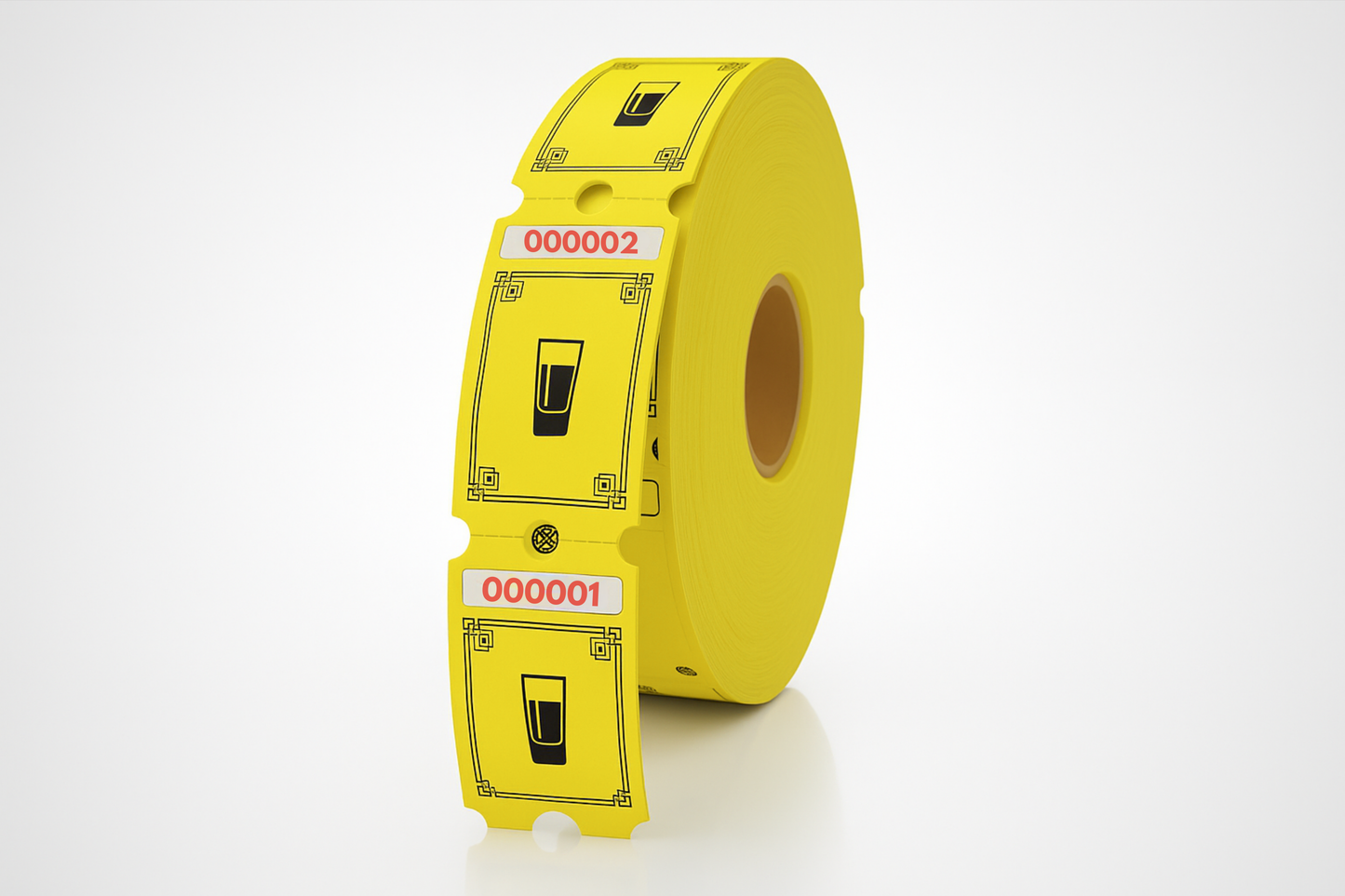 Ett foto av en rulle Drinkbiljetter (1000st) från JM Band®. Köp Biljetter i Drinkbiljetter - Gul här.