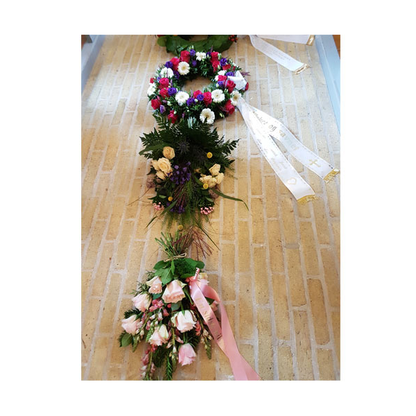 En krans av blommor med Bukettband tryck via e-post.