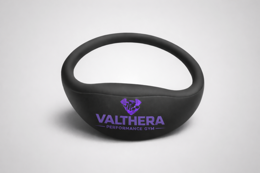 Ett svart NFC-armband från JM Band® med tryckt logotyp