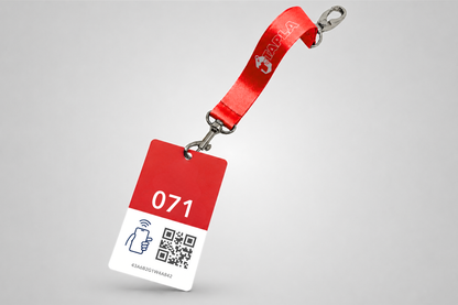 Röda Garderobtaggar med NFC och QR-kod från JM Band®